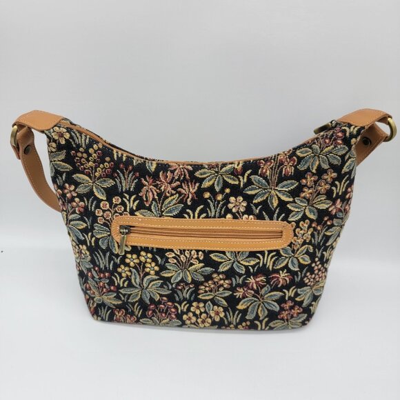 MILLE FLEUR SAUVAGE FRENCH FLORAL TAPESTY COTTON PURSE HANDBAG RARE EUC - Picture 4 of 10